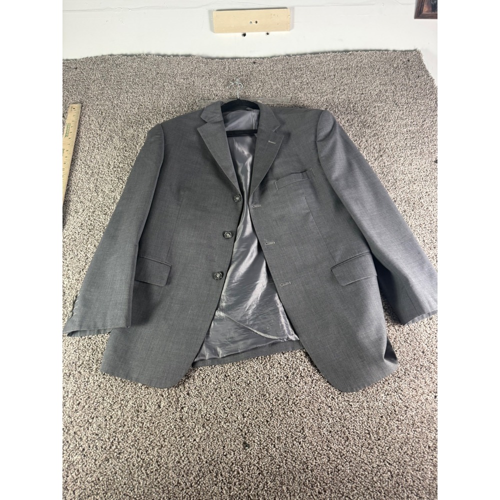Lineage Milan-New York Mens Gray Super Fine Wool 3 Button Pleated Suit 44R 36x29
